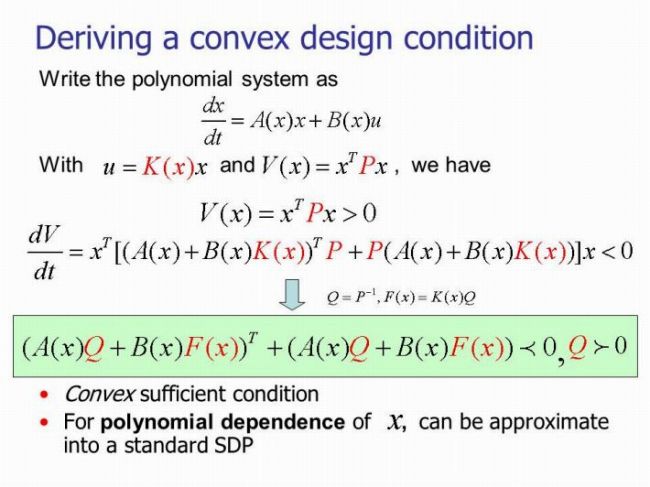 Deriving a convex design condition